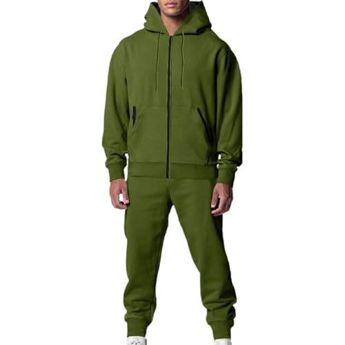 ZDSUHYIW Warmer Jogginganzug Herren Winter Plüsch 2-TeiligTrainingsanzug 2-Teilig Herren Fleece Hausanzug Herren Winter Gefüttert und Warm Innen Mit Fell Bekleidungsset von ZDSUHYIW