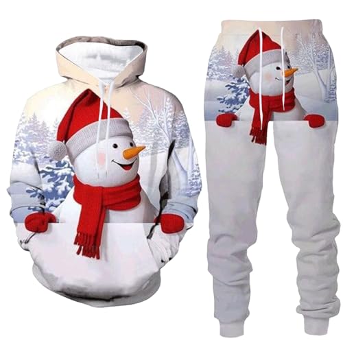 ZDSUHYIW Weihnachtsanzüge Herren Weihnachten Weihnachtsmann Schneemann Geschenk Elch Weihnachtsbaum Anzüge Weihnachtsdruck Hose Weihnachten Lustige Party Kostüm Straight Anzüge Festlich von ZDSUHYIW