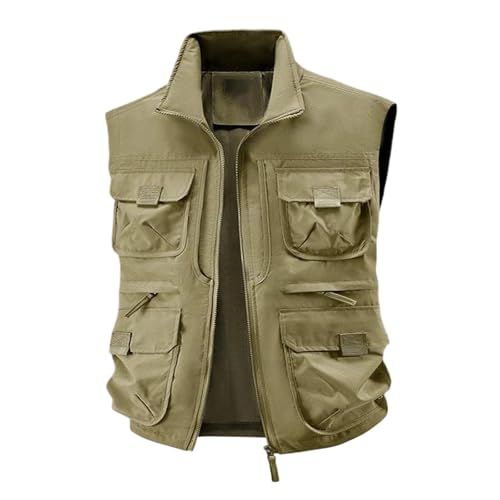 ZDSUHYIW Weste Herren Sommer Outdoor Ärmellose Jacke Anglerweste Mit Vielen Taschen Sommer Schnelltrocknend Gilet Jagd Fotografie Sport Westen Einfarbig Multifunktionsweste von ZDSUHYIW
