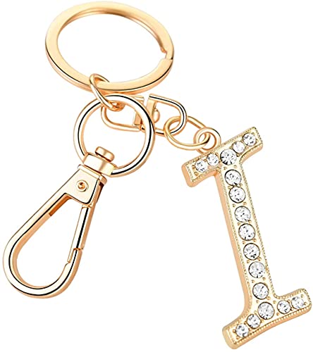 ZDYS Schlüsselanhänger für Frauen Geldbörse Charms für Handtaschen Kristall Alphabet Initial Buchstabe Anhänger mit Schlüsselring (Letter:i) von ZDYS