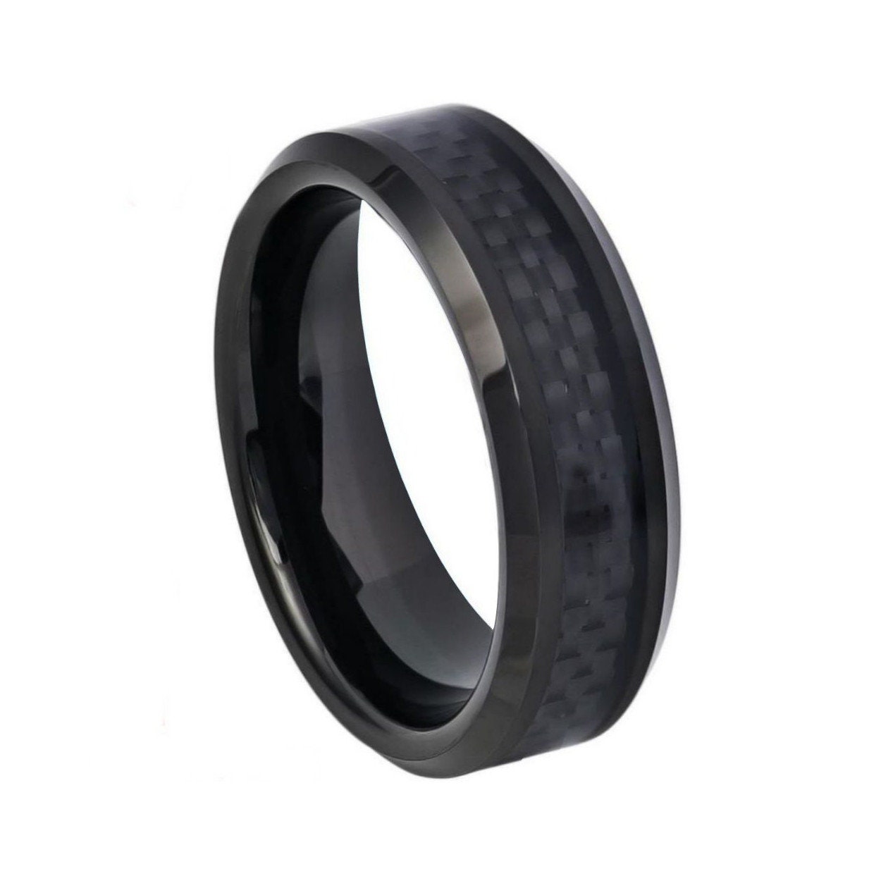 Carbon-Faser-Wolfram-Hochzeitsband 6mm Personalisierte Wolfram-Carbonfaser-Ring Gravur von ZDesignsUSA
