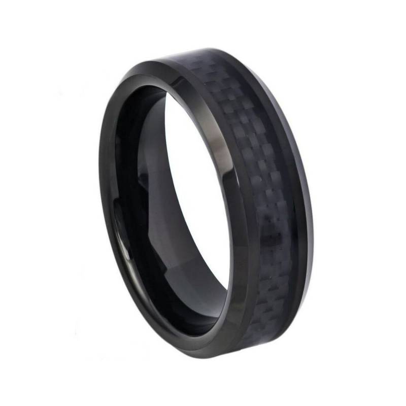Carbon-Faser-Wolfram-Hochzeitsband 6mm Personalisierte Wolfram-Carbonfaser-Ring Gravur von ZDesignsUSA