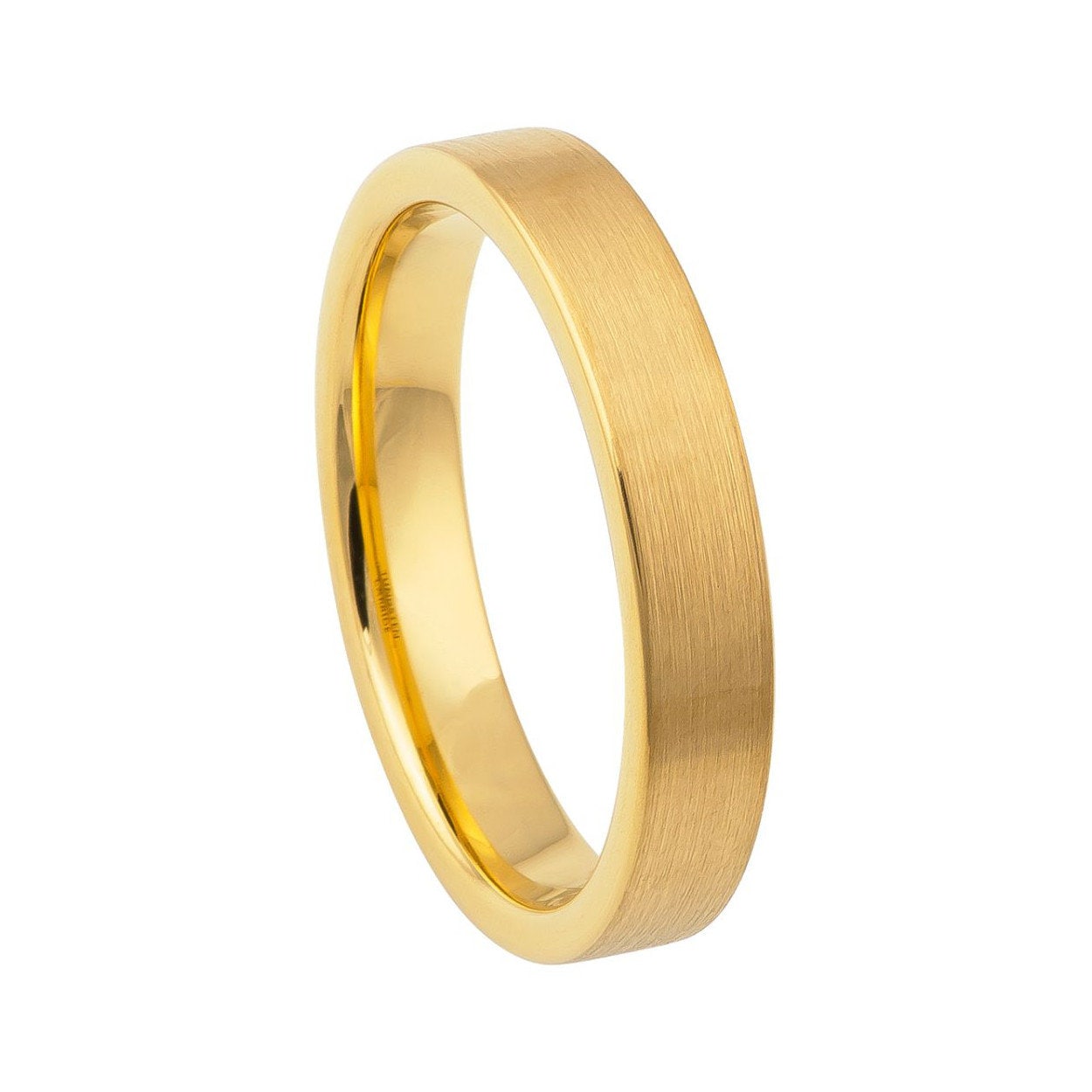 Gebürstet Gold Wolfram Hochzeit Band Flach 4mm Seine Und Sie Ring von ZDesignsUSA