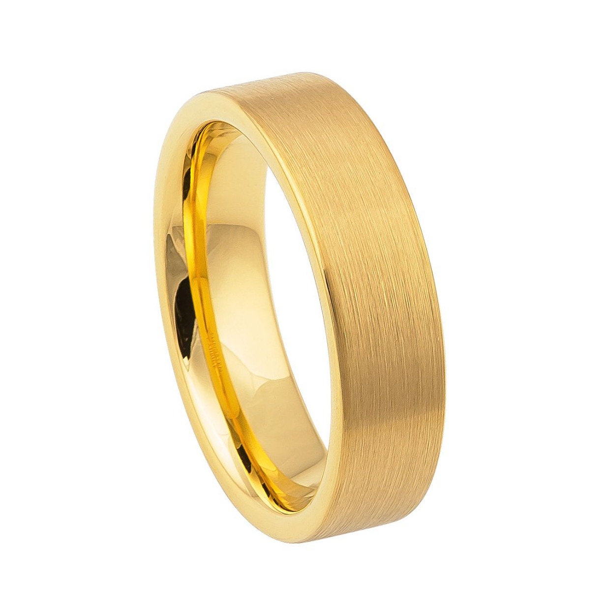 Gebürstetes Gold Wolfram Ehering Flach 6mm His & Her Tungsten Ring von ZDesignsUSA