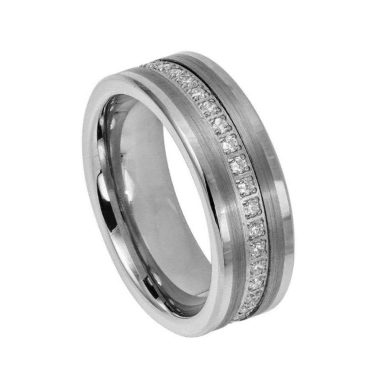 Herren Eternity Tungsten Hochzeitsband 8mm Comfort Fit Wolfram Ring Diamant Simulant von ZDesignsUSA