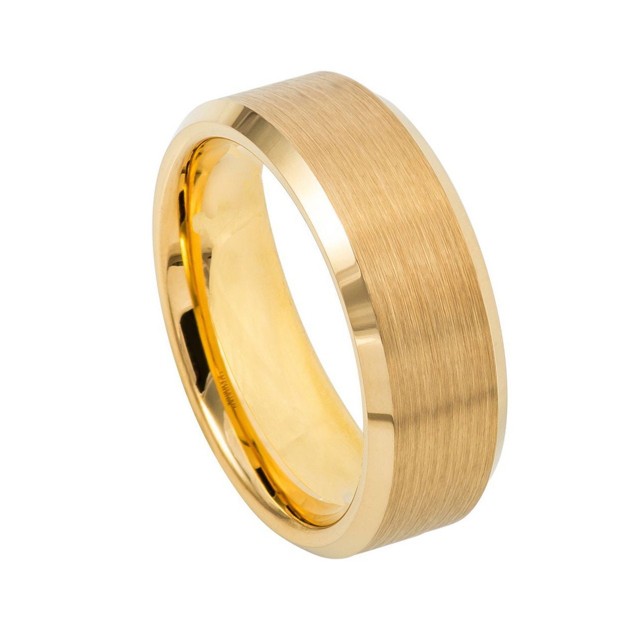 Personalisierte 6mm Gold Gebürstet Zentrum Oberfläche Solid Wolfram Ring von ZDesignsUSA