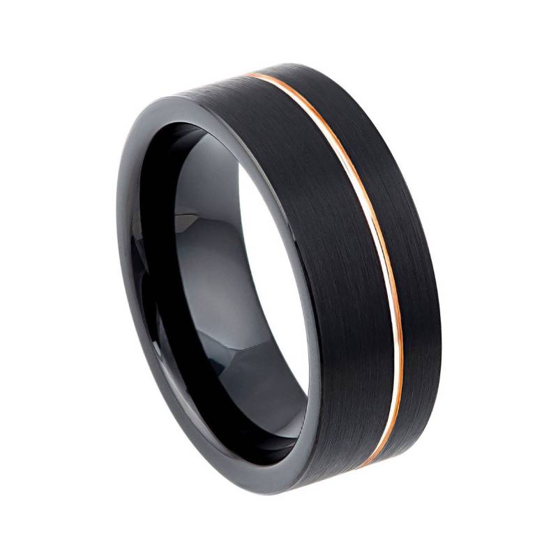 Schwarz Wolfram Ring Rose Gold Hochzeit Band 8mm Herren Personalisierte Gravur von ZDesignsUSA