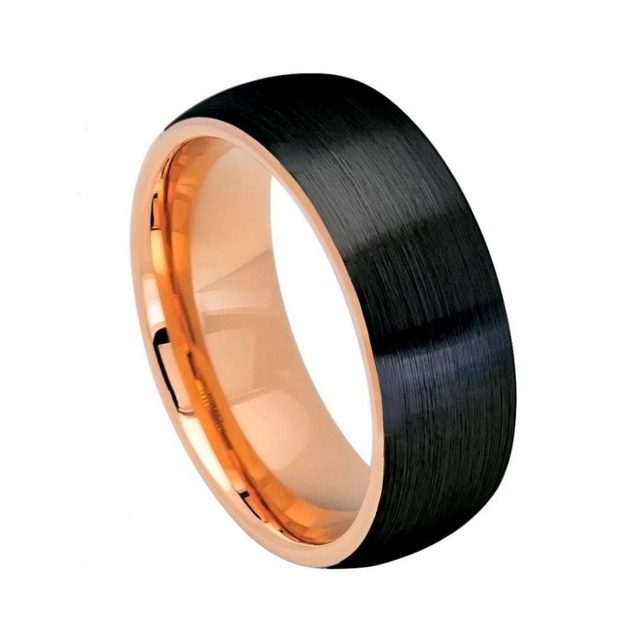 Wolfram-Ring Herren Wolfram Hochzeit Band Schwarz Rose Gold Personalisierte Ring von ZDesignsUSA