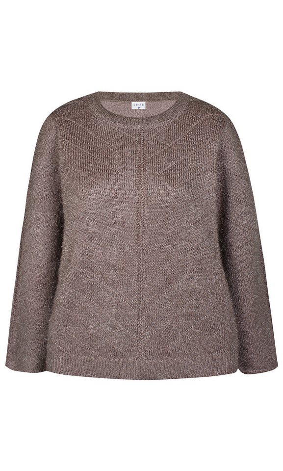 ZE-ZE Nordic Rundhalspullover Pullover Rachel mud Strickmuster von ZE-ZE Nordic
