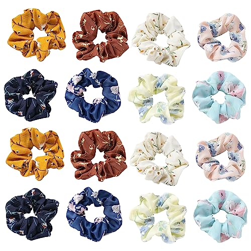 16 Stück Elastisches Chiffon Haargummi Scrunchies, Stylische Chiffon Haargummi Scrunchies, Chiffon Pferdeschwanz-Halter, Damen Mädchen Haargummi Chiffon, Chiffon Elastische Gummibänder von ZEACCT
