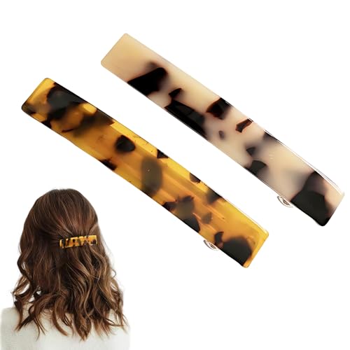2-Teilige Haarspange Im Französischen Design, Haarspange in Schildpattform, Automatische Haarspange, Haarspangen für Damen, Elegante Automatische Haarspange, Ovale Haarspangen Im Französischen Stil von ZEACCT