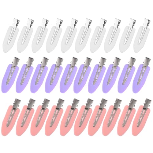 30er-Ohne Biegung Haarspange, Nahtlose Make-up-Haarspangen, Beulenfreie Haarspangen, Make-up-Clips,Geeignetes Mädchen-Make-up-Pony-Frisurendesign – (Lila, Rosa, Weiß). von ZEACCT