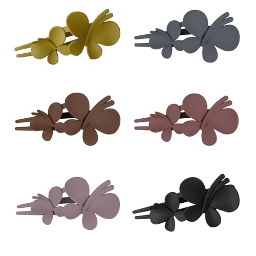 6 Stück Matt Entenschnabel Haarspange, Schmetterlings-Haarspangen, Große Haarspangen, Doppelte Schmetterlings-Haarspangen, Große Schmetterlings-Haarspangen, für Frauen und Mädchen von ZEACCT
