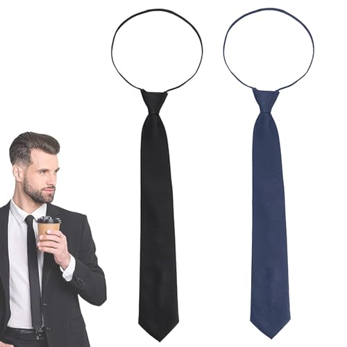 ZEACCT 2 Pcs Herren Tie, Reißverschlusstiegel Halstie, Verstellbarer Halsgurt Tie, Geschäftlicher Formeller Halstiegel, Polyester Matte Seide Tie, für Herren und Damen Geschäft, Hochzeit von ZEACCT
