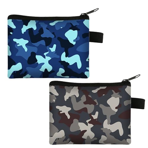 ZEACCT 2 Stück Wallet Kleine Geldbörse, Kleine Geldbörse mit Tarnmuster, Kleine Geldbörse mit Tarnmünzen, Einfache Mini-Münzbörse, Tragbares Kartenetui mit Tarnmuster, für Mädchen und Damen von ZEACCT