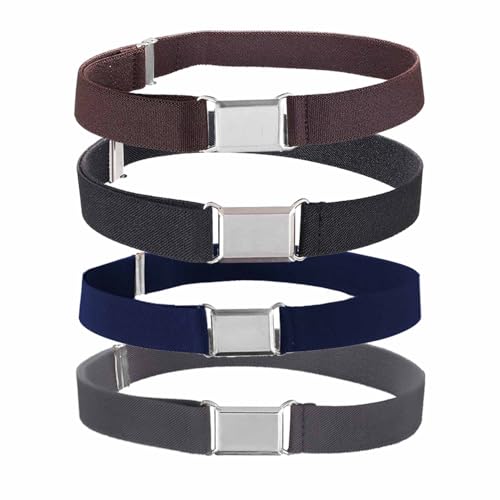 ZEACCT 4 Stück Kindergürtel, Verstellbarer elastischer Gürtel, Elastische Gürtel Kinder, Stretch Kindergürtel, für Kleinkinder, Jungen, Mädchen(Schwarz + Kaffee + Marineblau + Dunkelgrau) von ZEACCT