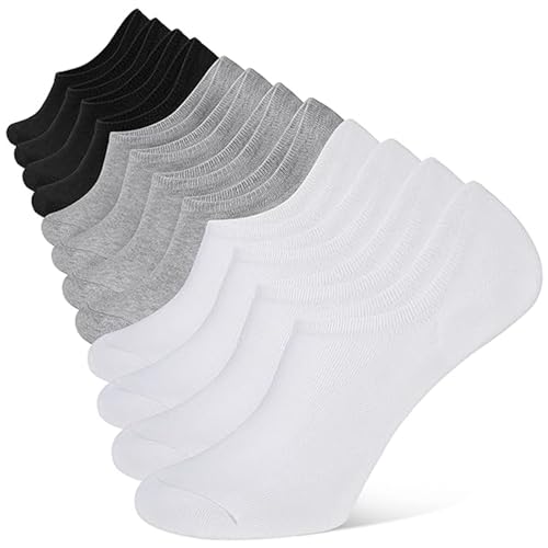 ZEACCT 6 Paar Unsichtbare Socken, Herren-Trainingssocken, Herren-Unsichtbare Low-Top-Freizeitsocken, Baumwoll-Trainingssocken, Geeignet für Sportschuhe, Segeltuchschuhe (Grau+Schwarz+Weiß) von ZEACCT