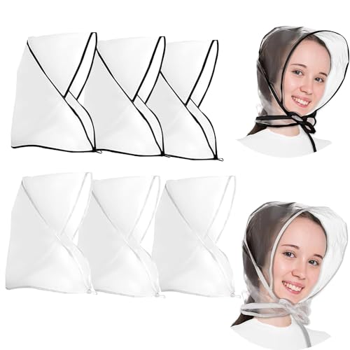 ZEACCT 6er-Pack Transparenter Wasserdichter Faltbarer Damen Regenhut, Unisex, Transparent, Geeignet für Wandern, Outdoor-Sport von ZEACCT
