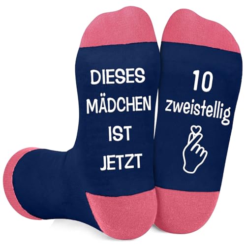 Geschenk Mädchen 10 Jahre, Socken Damen 35 - 38 Geschenke für 10 Jährige Mädchen Geschenke 10 Jahre DIESES MÄDCHEN IST JETZT 10 Socken mit Spruch Geschenke für Kinder ab 10 Jahre Mädchen Geburtstag von ZEACKUQ