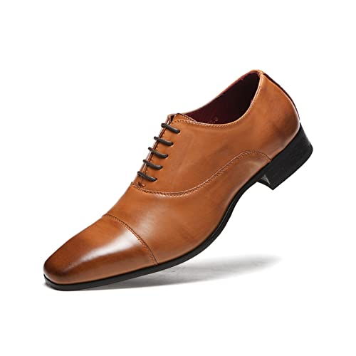 ZEARLY Business Herren Anzugschuhe, Klassischer Business-Halbschuh Aus Leder Mit Gummisohle,Braun,44 EU von ZEARLY
