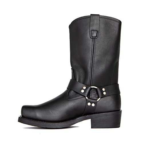 Herren Stiefel Motorrad Stiefeletten Vintage Westernstiefel Modische Ankle Boots,Schwarz,45 EU von ZEARLY