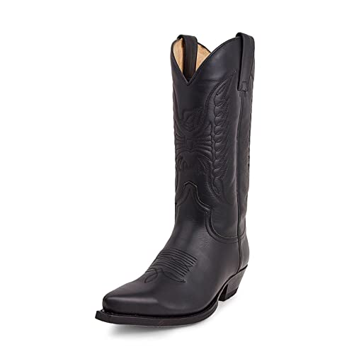 ZEARLY Männer Cowboystiefel Bequeme Leichte Halbhohe Stiefel Muster Slip-On Retro PU Büroarbeit Klassische Herbstmode Stiefeletten,Schwarz,42 EU von ZEARLY