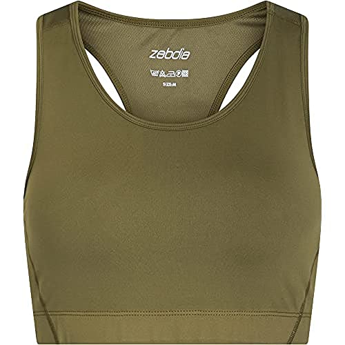 ZEBDIA Damen Zebdia Classic Army Sports Bra, Army, XS EU von ZEBDIA