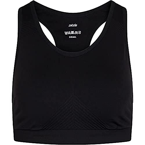 ZEBDIA Damen Zebdia Seamless Black Sports Bra, Schwarz, L EU von ZEBDIA