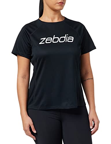 ZEBDIA Damen Zebdia Women Sports T-shirt/Front Print Black T Shirt, Schwarz, L EU von ZEBDIA