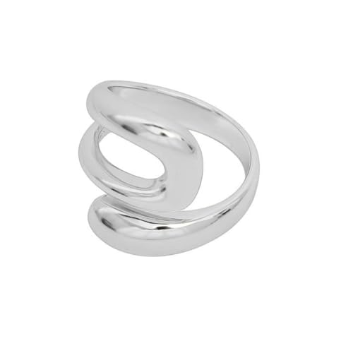 ZEBRAGO Minimalistischer Ring aus Sterlingsilber, breite Linie, unregelmäßig, geometrisch, verstellbare Ringe für Frauen, Metall, Kein Edelstein von ZEBRAGO