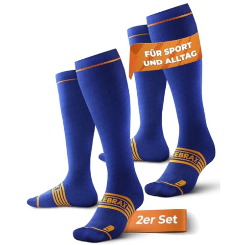 ZEBRAX® 2er Kompressionsstrümpfe Damen & Herren [Gr. 35-47] zur Förderung der Performance I Gepolsterte Stützstrümpfe für schmerzfreies Joggen uvm. I Atmungsaktive Kompressionsstrümpfe Herren von ZEBRAX