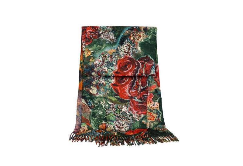 ZEBRO Modeschal Schal, mit Fransen / Tuch / Blumenmuster / Modetuch von ZEBRO