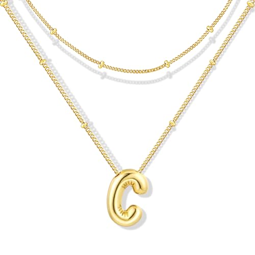 ZECICO Bubble Letter Necklace - Personalized Initial Pendant for Women A-Z von ZECICO