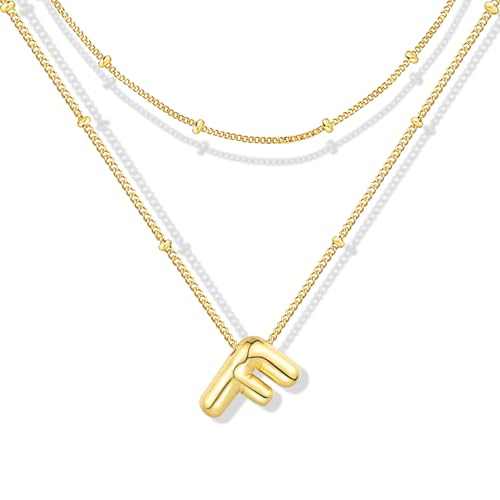 ZECICO Bubble Letter Necklace - Personalized Initial Pendant for Women A-Z von ZECICO