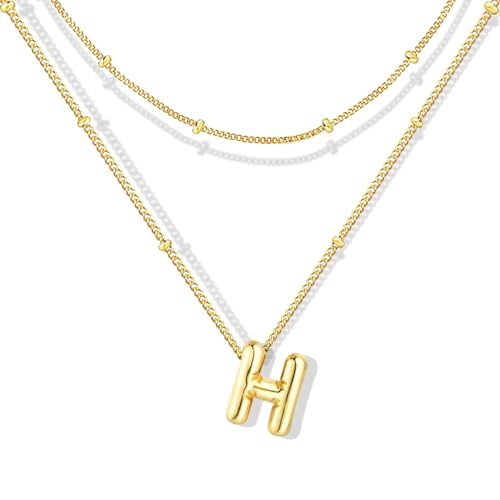 ZECICO Bubble Letter Necklace - Personalized Initial Pendant for Women A-Z von ZECICO