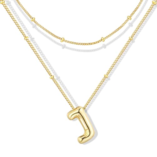 ZECICO Bubble Letter Necklace - Personalized Initial Pendant for Women A-Z von ZECICO