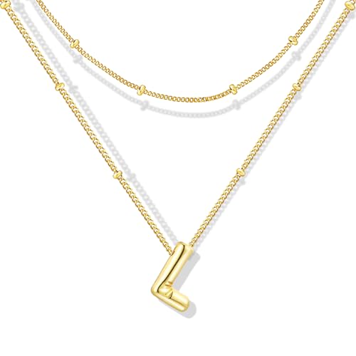 ZECICO Bubble Letter Necklace - Personalized Initial Pendant for Women A-Z von ZECICO