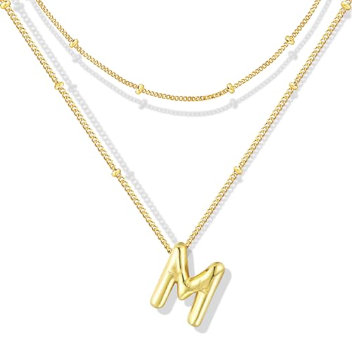 ZECICO Bubble Letter Necklace - Personalized Initial Pendant for Women A-Z von ZECICO