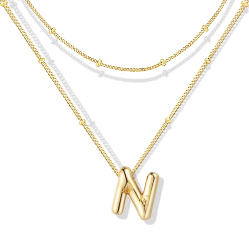 ZECICO Bubble Letter Necklace - Personalized Initial Pendant for Women A-Z von ZECICO