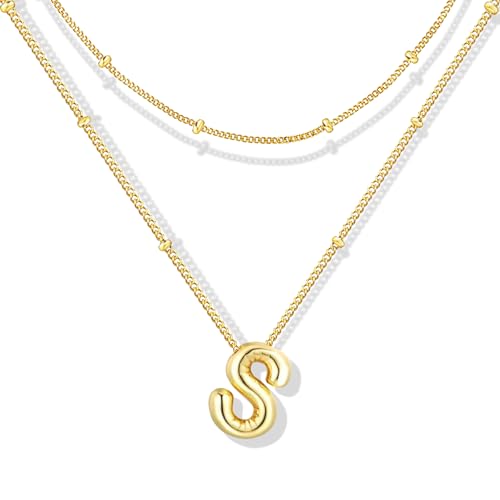 ZECICO Bubble Letter Necklace - Personalized Initial Pendant for Women A-Z von ZECICO
