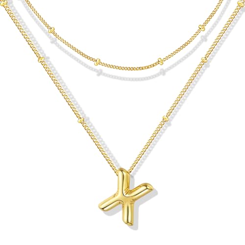 ZECICO Bubble Letter Necklace - Personalized Initial Pendant for Women A-Z von ZECICO