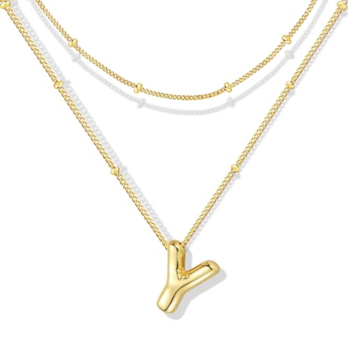 ZECICO Bubble Letter Necklace - Personalized Initial Pendant for Women A-Z von ZECICO