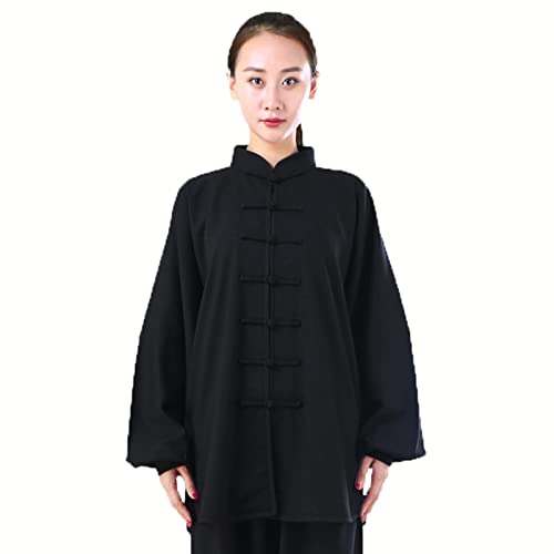 ZEDDG Kampfkunst Anzug Herren Damen Kung Fu Kleidung und Tai Chi Uniform Traditionelle Chinesische Kostüm für Meditation und Qigong,Black-L von ZEDDG