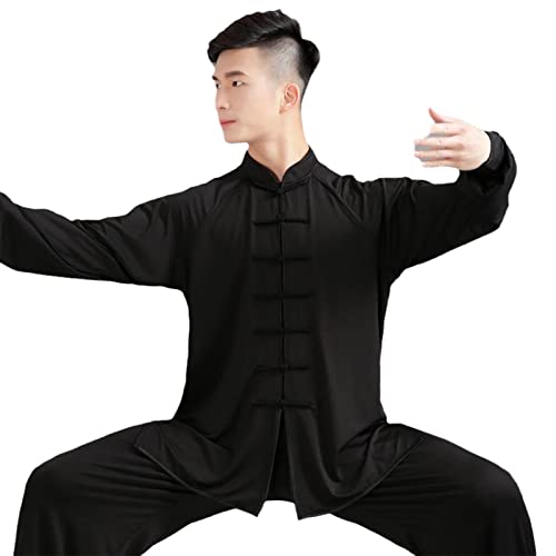 ZEDDG Tai Chi Anzug damen Herren Chinesische Kung Fu Kleidung Wing Chun Kleidung Zen Meditation Uniform Kampfsport Kleidung Yoga Anzug,Black-XL von ZEDDG