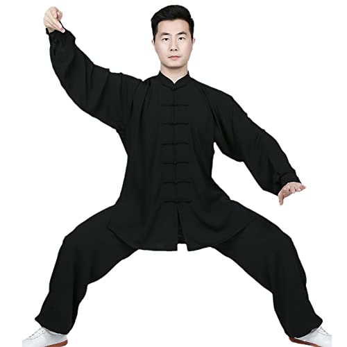 ZEDDG Traditionelle Chinesische kung fu anzug Kampfkunst Uniform damen Herren Tai Chi Wing Chun Kleidung,Black-L von ZEDDG