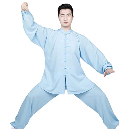 ZEDDG Traditionelle Chinesische kung fu anzug Kampfkunst Uniform damen Herren Tai Chi Wing Chun Kleidung,Blue-XXXXL von ZEDDG