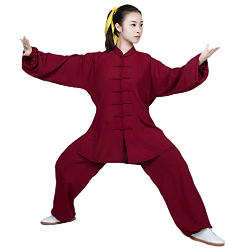 ZEDDG Traditionelle Chinesische kung fu anzug Kampfkunst Uniform damen Herren Tai Chi Wing Chun Kleidung,Red-XL ZEDDG Traditionelle Chinesische kung fu anzug Kampfkunst Uniform damen Herren Tai Chi Wing Chun Kleidung,Red-XL von ZEDDG