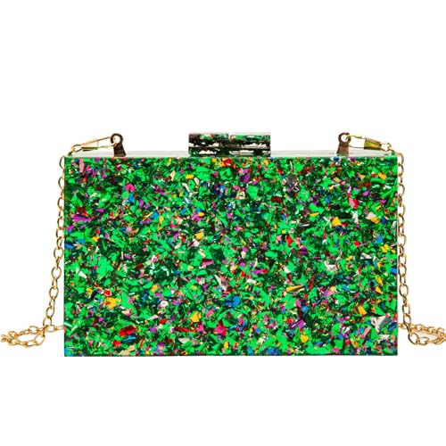 ZEDEVB All-Match, Acryl, Pailletten, klein, quadratisch, Party-Clutch, Farbe: Grün, Einheitsgröße von ZEDEVB