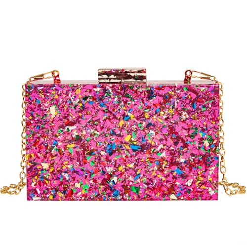 ZEDEVB All-Match, Acryl, Pailletten, klein, quadratisch, Party-Clutch, Farbe: Rosa, Einheitsgröße von ZEDEVB