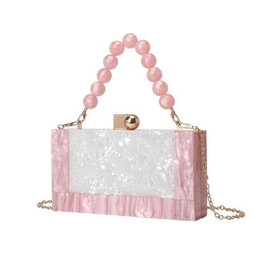 ZEDEVB Damen Abendtasche Acryl Tasche Handgehaltene Kette Schulter Crossbody Tasche Handytasche, rose, Einheitsgröße von ZEDEVB
